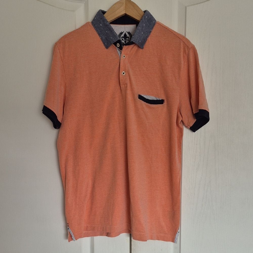 Stylish Orange Polo with Navy Accents
